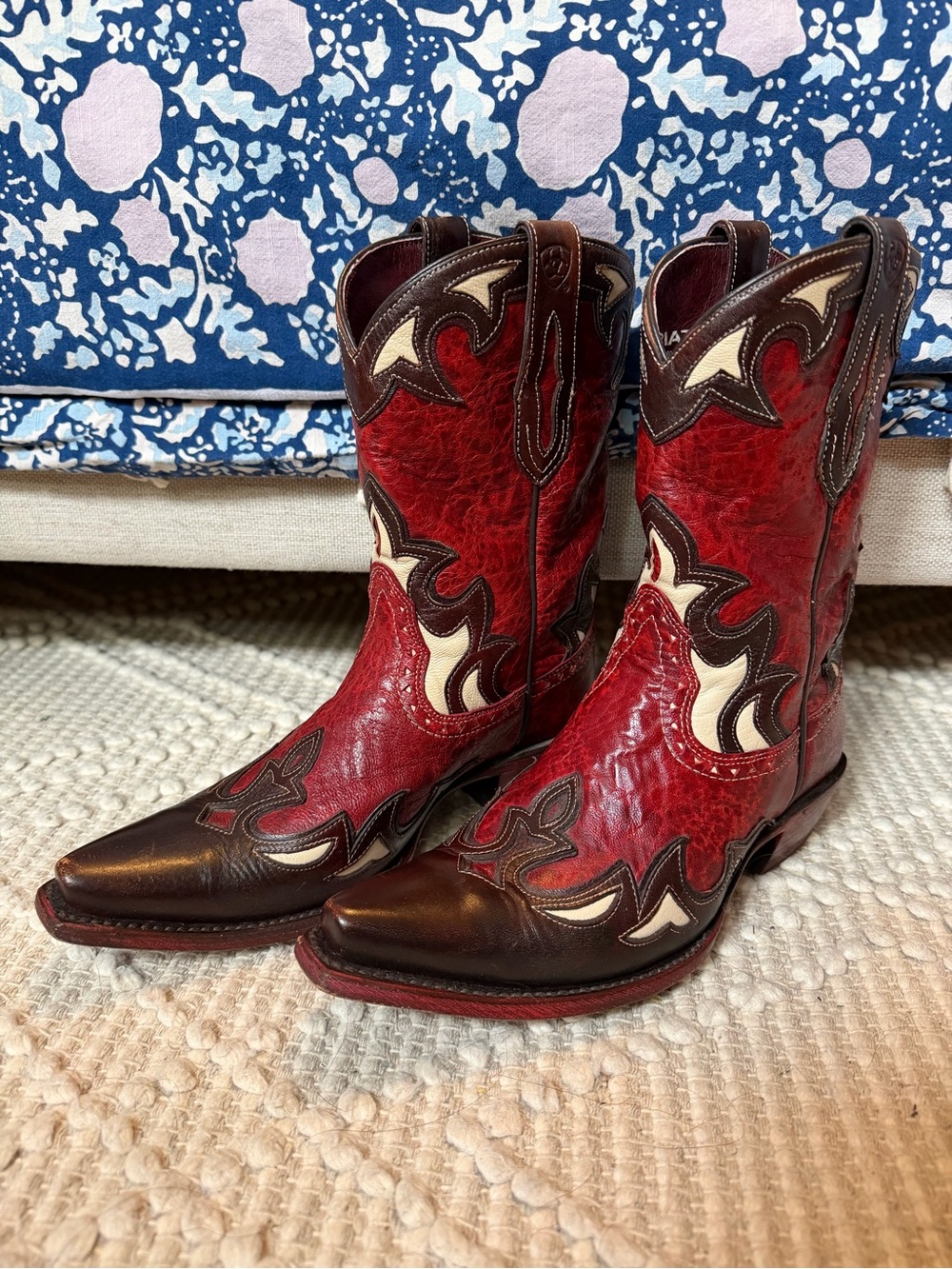 Ariat Red and Brown Leather Women's Western Cowboy Boots